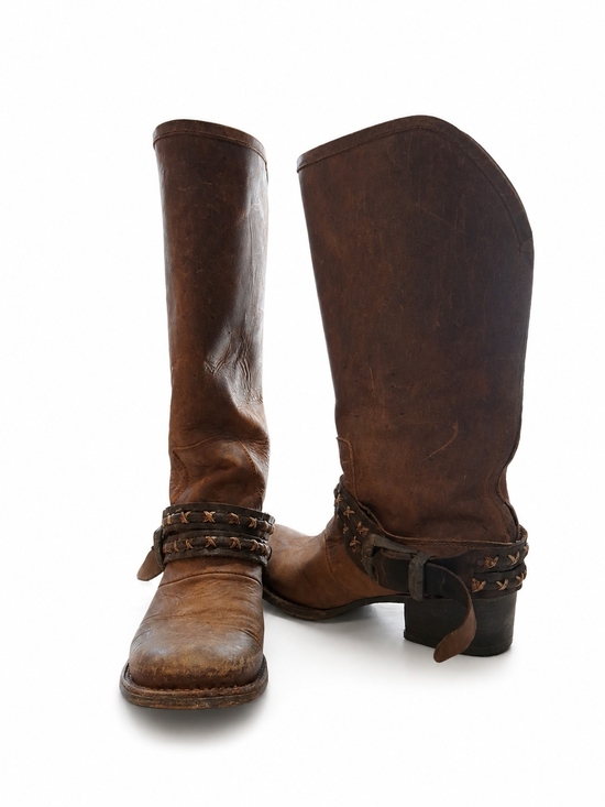 freebird Shoes - Freebird Knox Boots Size 6 Distressed Brown Leather Harness Boots Boho Chic